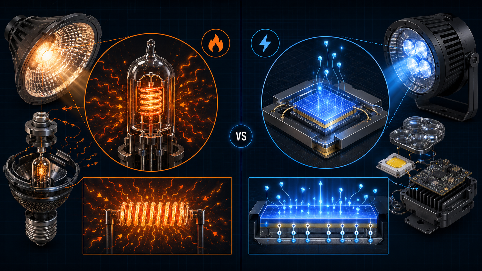 Comparaison de la lampe et de la LED
